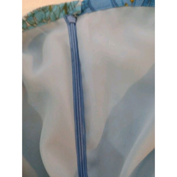 Norton McNaughton Skirt Size 8 Midi Lined Blue Floral Trumpet - Flowy- Front Tie - Picture 14 of 16